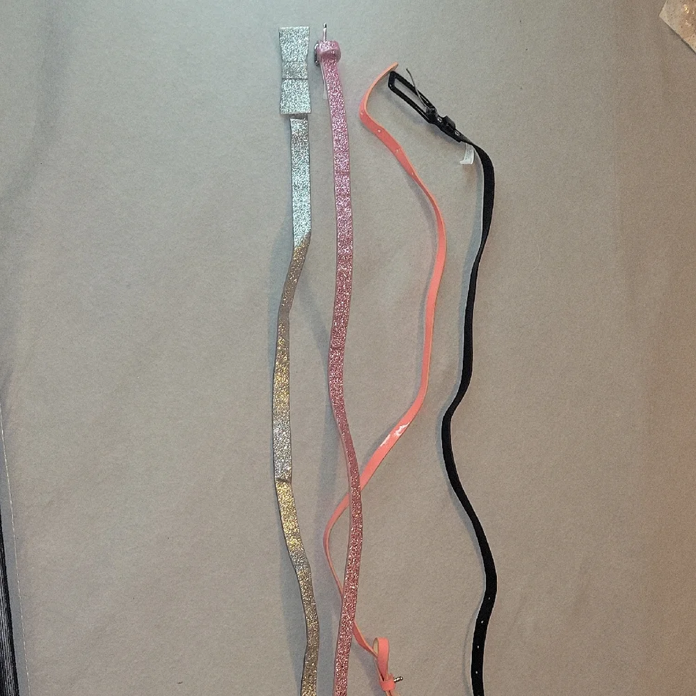 Glittery Silver, Pink, and Black Girl's Belts